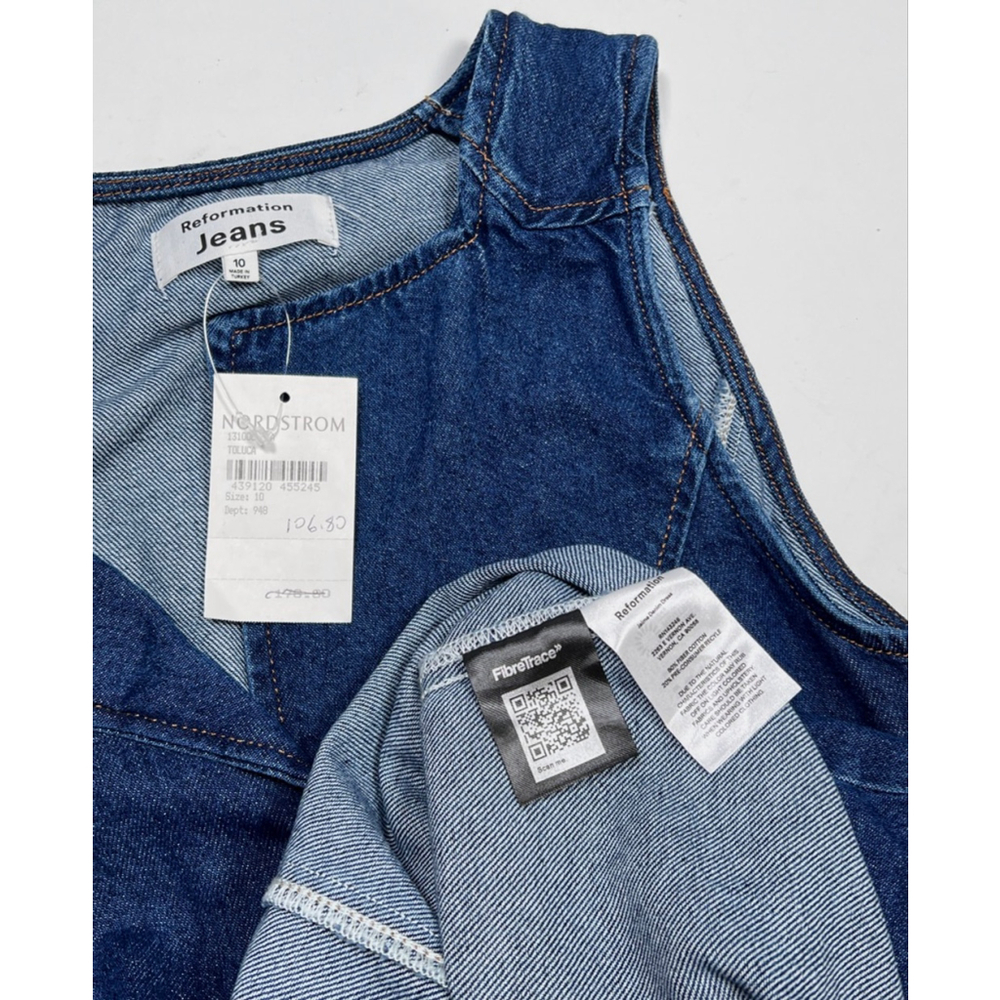 NWT Reformation Dress Blue Denim Sleeveless Mini Dress Size 10 - Picture 7 of 7